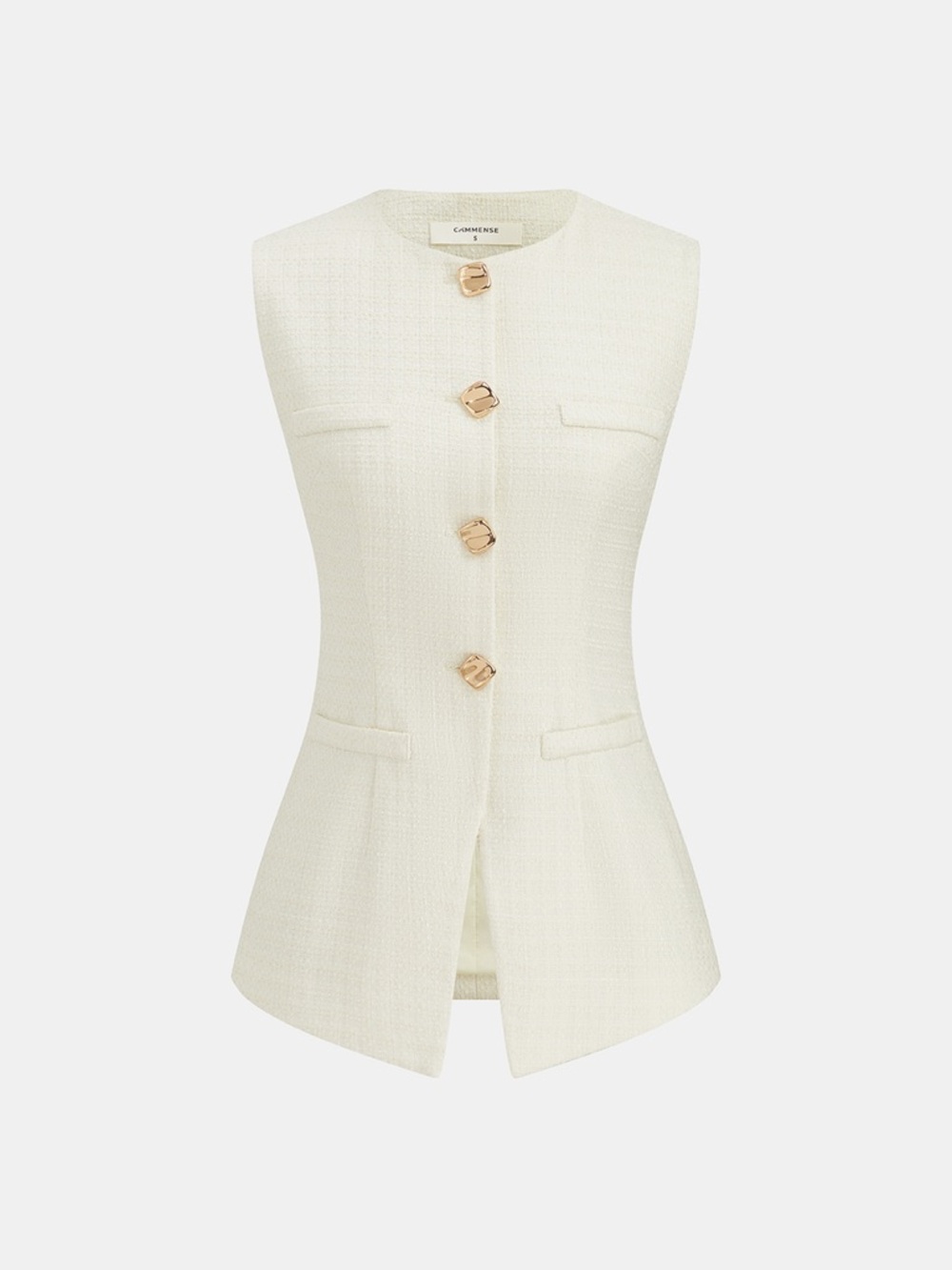 COMMENSE Tweed Metal Button Vest & Short Set - Picture 2 of 5